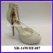 White sexy ladies platform high heel sandal metal ornament red upper girls high heel sandals pictures